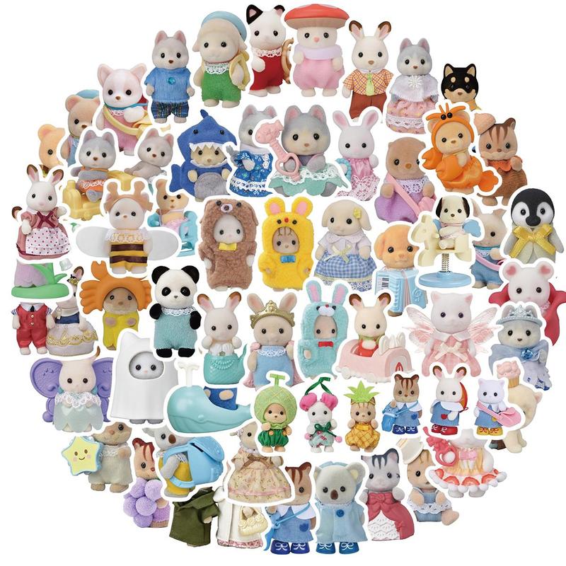 Cartoon Animal Pattern Sticker, 55pcs set Cute Animal Decorative Sticker, Diy Decals for Water Bottle, Laptop, Phone Case, Scrapbooking, Journal Making