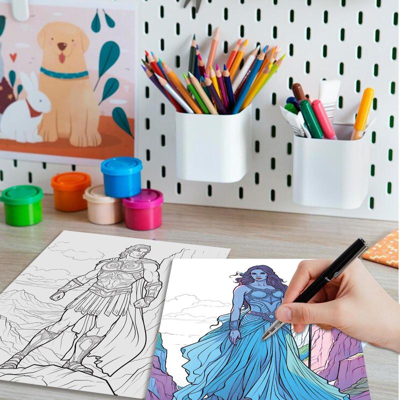 Magic World Theme Coloring Painting, Exquisite Design Of Characters and Mythical Beasts, Exquisite Patterns, Perfect Gift for New Year Birthday