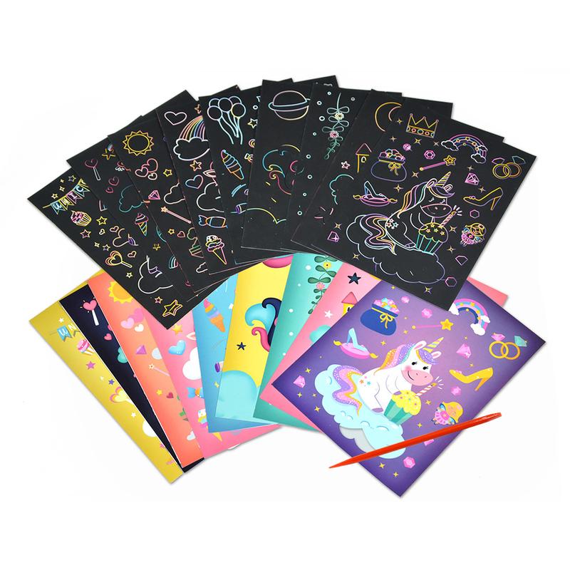 Magic Scratch Off Craft Kit  Color Drawing Note Pad Supply  DIY Party Favor Game Activity Birthday