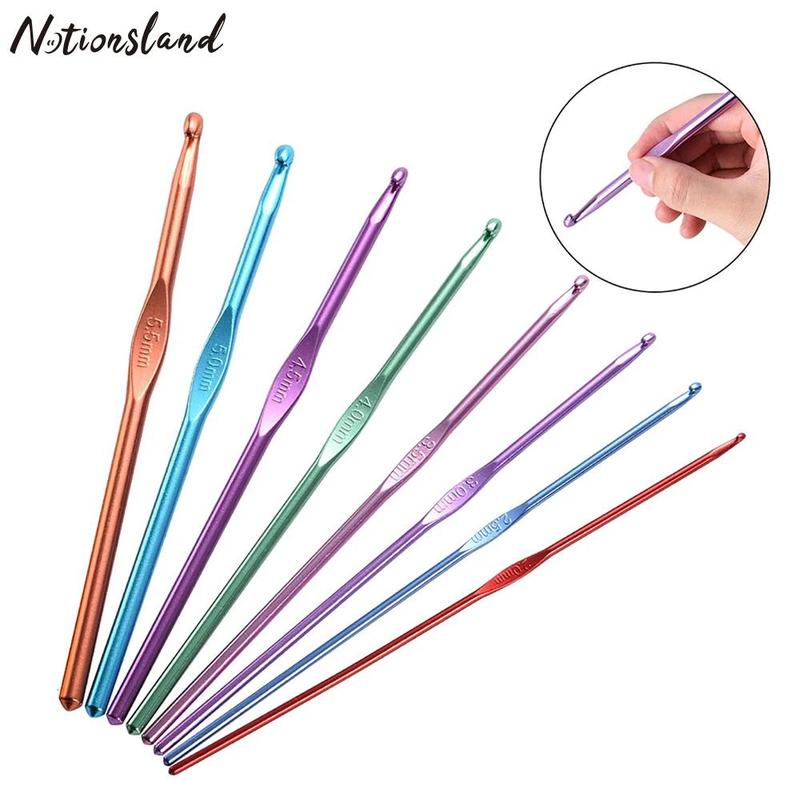 2.0-5.5mm Crochet Hook Set, 8 Counts set Multicolor Aluminum Crochet Hooks, Crochet Needles for Diy Crocheting, Crochet Supplies