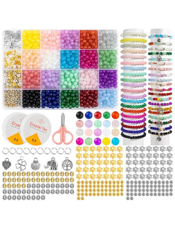 Mixed Color Beaded Kit, DIY Jewelry Making Kit, Including Beads, Elastic Thread, Lobster Clasp, Jump Rings, DIY Jewelry Making Supplies