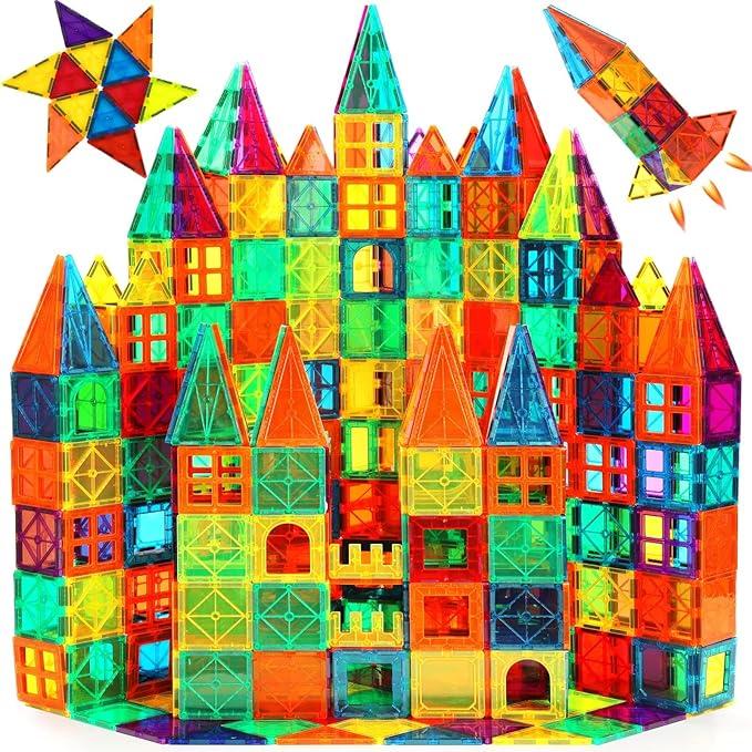 103 PCS Magnetic Building Tiles Set with Car,  magna tiles  Kids Toys Magnet Toys for Toddler Magnetic Blocks Building Toys Preschool Learning Sensory Montessori Toys for 3+ Year Old , Safe Creativity Toddler Kids Christmas Toys magnetic building