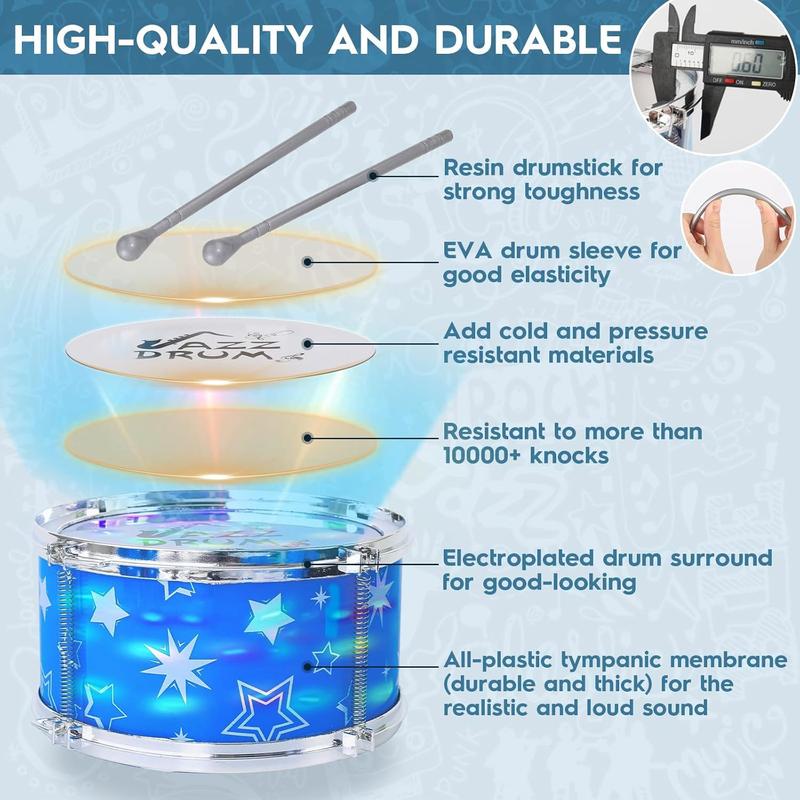 Kids Drum Set for Toddlers w  Light (All Plastic), Musical Gifts Toys for Boys Girls, Drum Kit Musical Instrument for Beginner Music Practice, Christmas Birthday Gift Kids