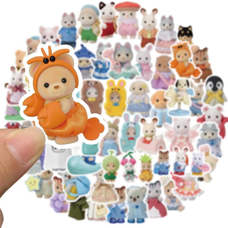 Cartoon Animal Pattern Sticker, 55pcs set Cute Animal Decorative Sticker, Diy Decals for Water Bottle, Laptop, Phone Case, Scrapbooking, Journal Making