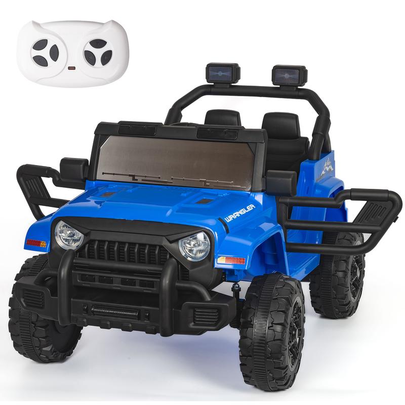 POSTACK Ride on Toy with Parental Remote Control, 12 Volt Battery Powered 4 Wheels Kids UTV for Toddlers Boys Girls with LED Light Horn  MP3 Player USB Port Bluetooth High Low Speeds, Blue