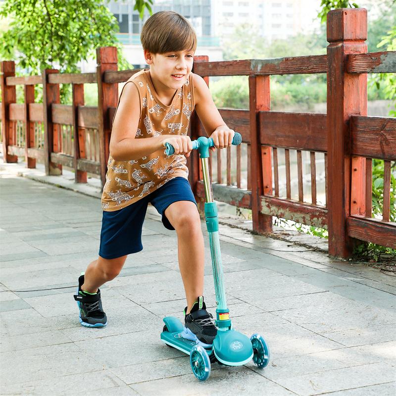 Outdoor Lightweight Protable Kick Scooter for Kids 3-10 years with Adjustable Height Handlebar & Wide Standing Board, Wheel with Brake, safe to play