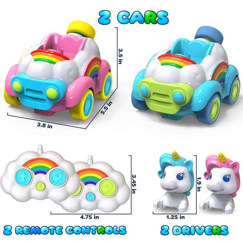 Remote Control Cars, 2 Pack Unicorn RC Toys for Ages 2-4, Christmas Gift for 3 Year Old Girl with LED Lights,Music, Sound