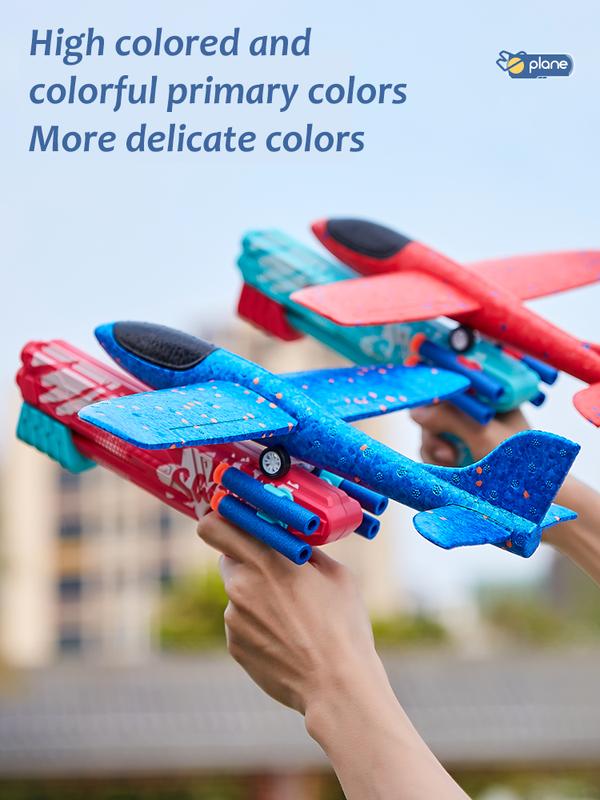 2 Pack Airplane Launcher Toys, 2 Flight Modes Foam Glider Catapult Plane, Kids Outdoor Flying Toys, Birthday Gifts for Boys and Girls Over 6 Years Old, Birthday Party Supplies