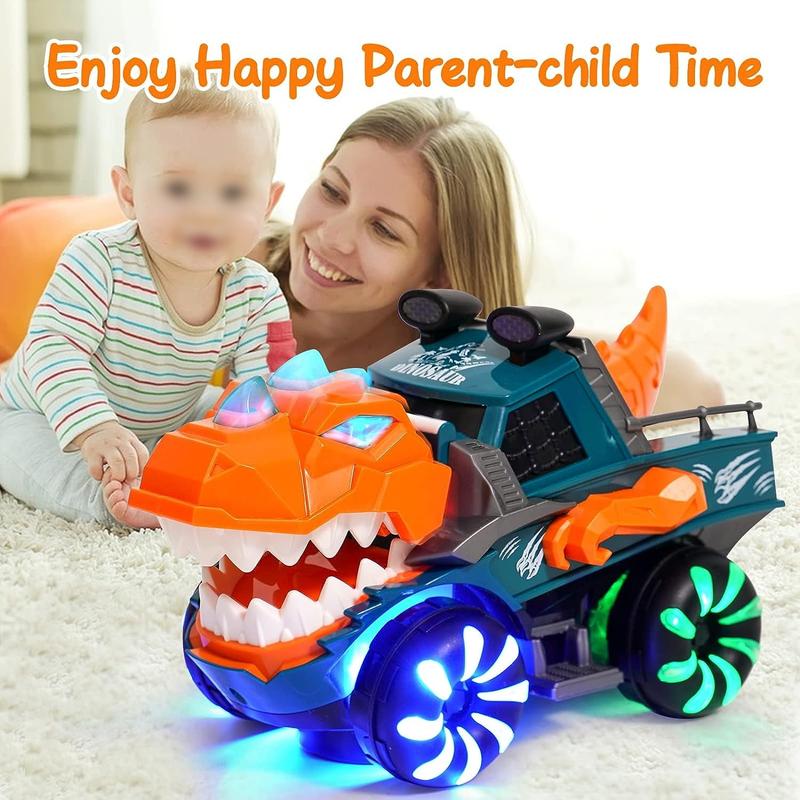 Monster Truck with Flashing Lights Music Roaring Sound, Dinosaur Car Toys for 3 4 5 6 Year Old Boys Electric Remote Control Toys Gifts Christmas