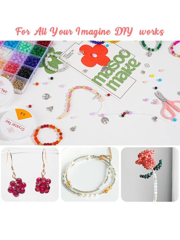 Mixed Color Beaded Kit, DIY Jewelry Making Kit, Including Beads, Elastic Thread, Lobster Clasp, Jump Rings, DIY Jewelry Making Supplies