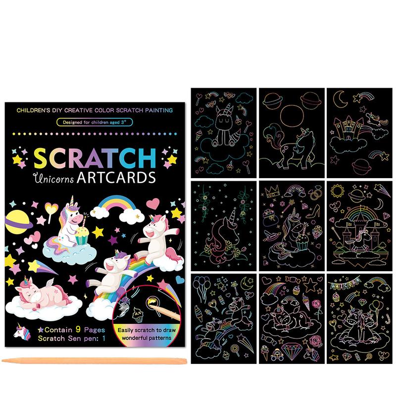 Magic Scratch Off Craft Kit  Color Drawing Note Pad Supply  DIY Party Favor Game Activity Birthday