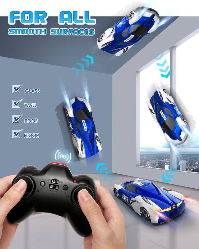 Wall Climbing Car,Electric Remote Toy Racing, with LED Lights High-Speed Hobby Toy Vehicle, RC Car Gifts for Age 3 4 5 6 7 8 9 Year Boys Girls(Blue)