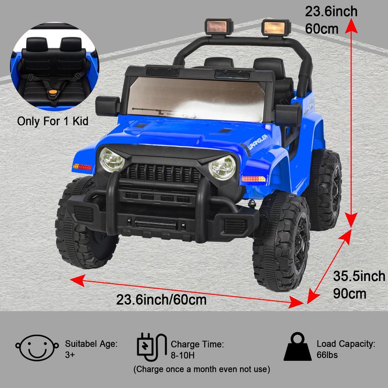 POSTACK Ride on Toy with Parental Remote Control, 12 Volt Battery Powered 4 Wheels Kids UTV for Toddlers Boys Girls with LED Light Horn  MP3 Player USB Port Bluetooth High Low Speeds, Blue