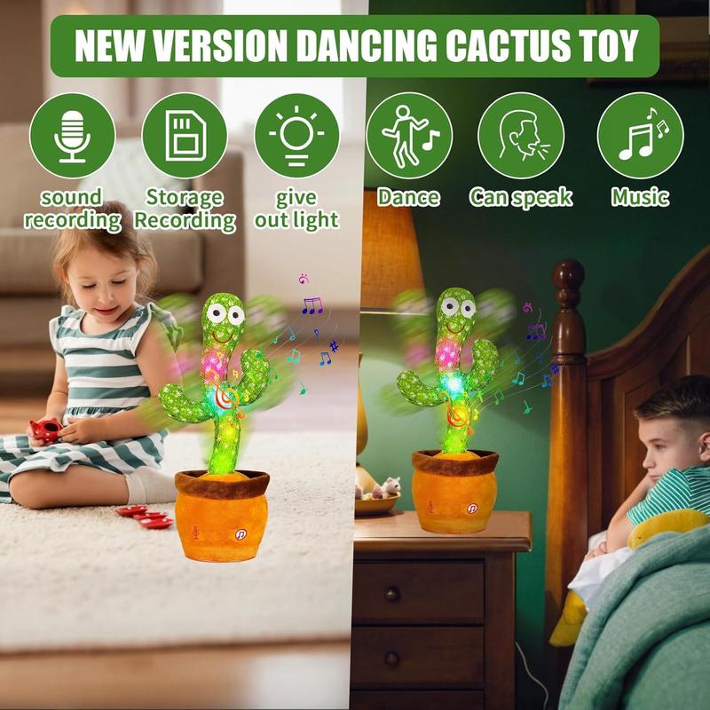 Dancing Cactus, Talking Cactus Toy, Dancing Cactus Mimicking Toy, Repeating and Recording What You Say, Cactus Baby Toy with LED, Repeat, Dance, Record (Dancing Cactus Recording + Song)