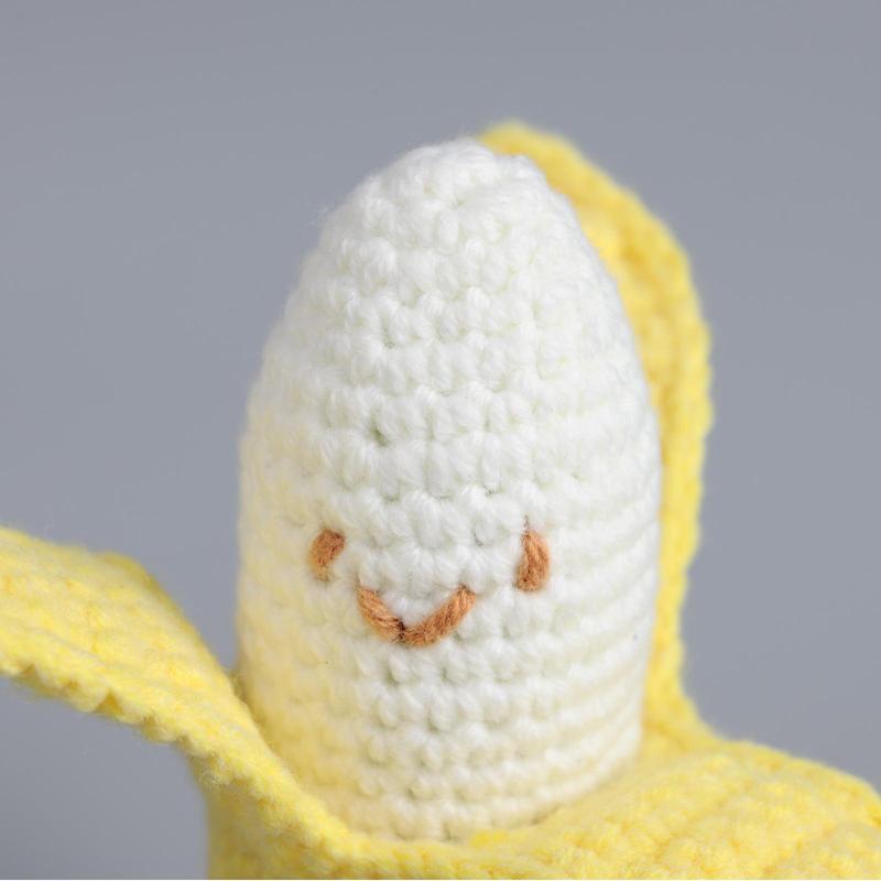 Banana Design Crochet Ornament, Cute Creative Handmade Doll, Positive Energy Decoration, Home Decor for Holiday, Holiday Gift