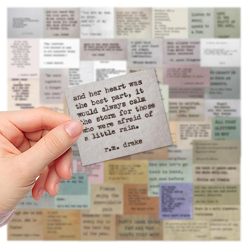 Vintage Collection Quote Sticker Set, 60pcs set Motivational Letter Pattern Sticker, Inspirational Sticker for Scrapbook & Planner