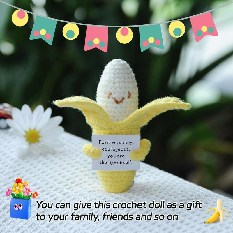 Banana Design Crochet Ornament, Cute Creative Handmade Doll, Positive Energy Decoration, Home Decor for Holiday, Holiday Gift