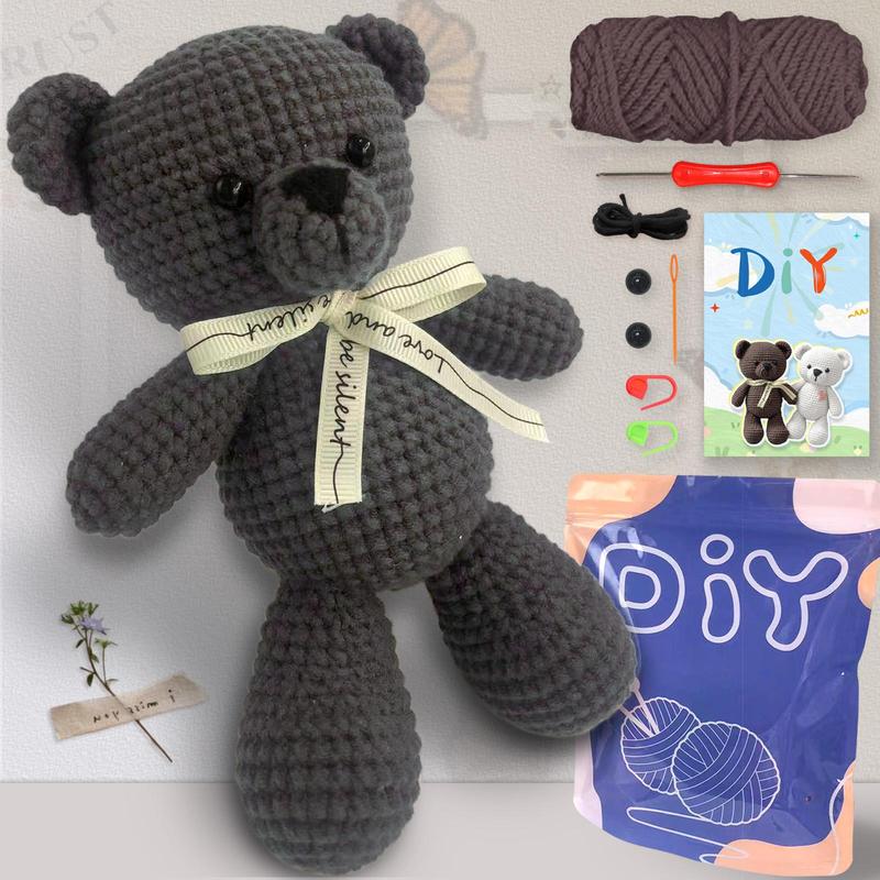 Bear DIY Crochet Material Kit, 1 Set Cute Crochet Stuffed Animal Set, Beginner Crochet Sets for Gift, DIY Crochet Starter Set for Adults