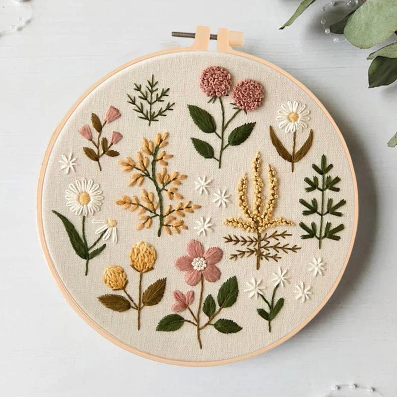 Plant Embroidery Kit with Hoop, DIY Handcraft Materials, Fabric Included, Perfect Gift for Best Friends