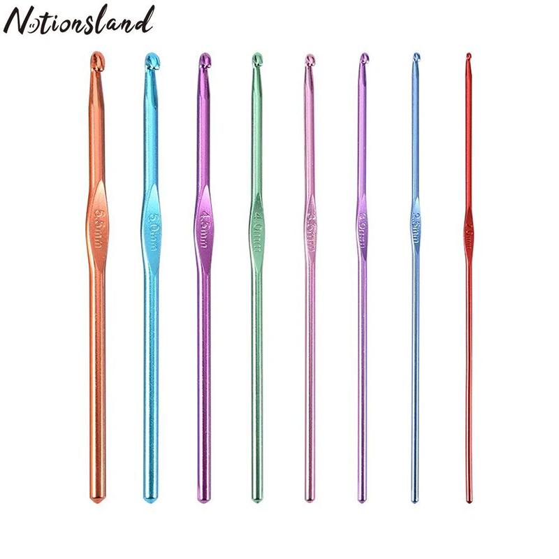 2.0-5.5mm Crochet Hook Set, 8 Counts set Multicolor Aluminum Crochet Hooks, Crochet Needles for Diy Crocheting, Crochet Supplies