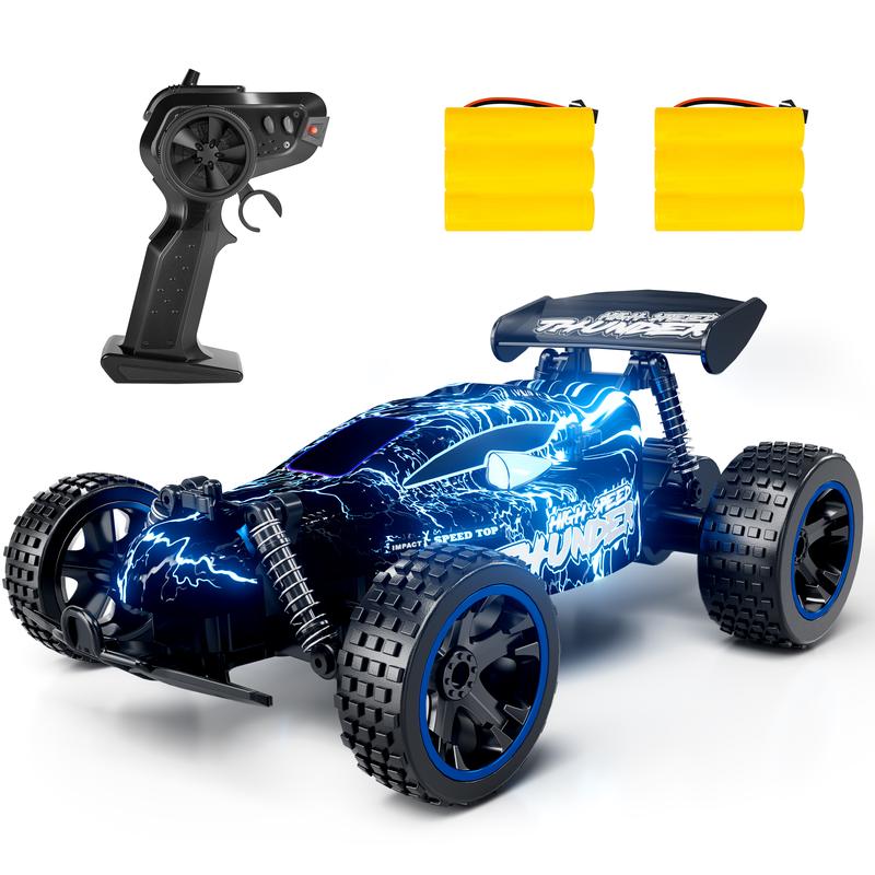 Tecnock RC Cars Remote Control Car for Boys,  1:18 Scale RC Car with LED Lights, 2.4GHz 2WD All Terrain RC Car with 2 Rechargeable Batteries for 60 Min Play, Gifts for erveyone,Christmas gift for boys girls,birthday gift ideas