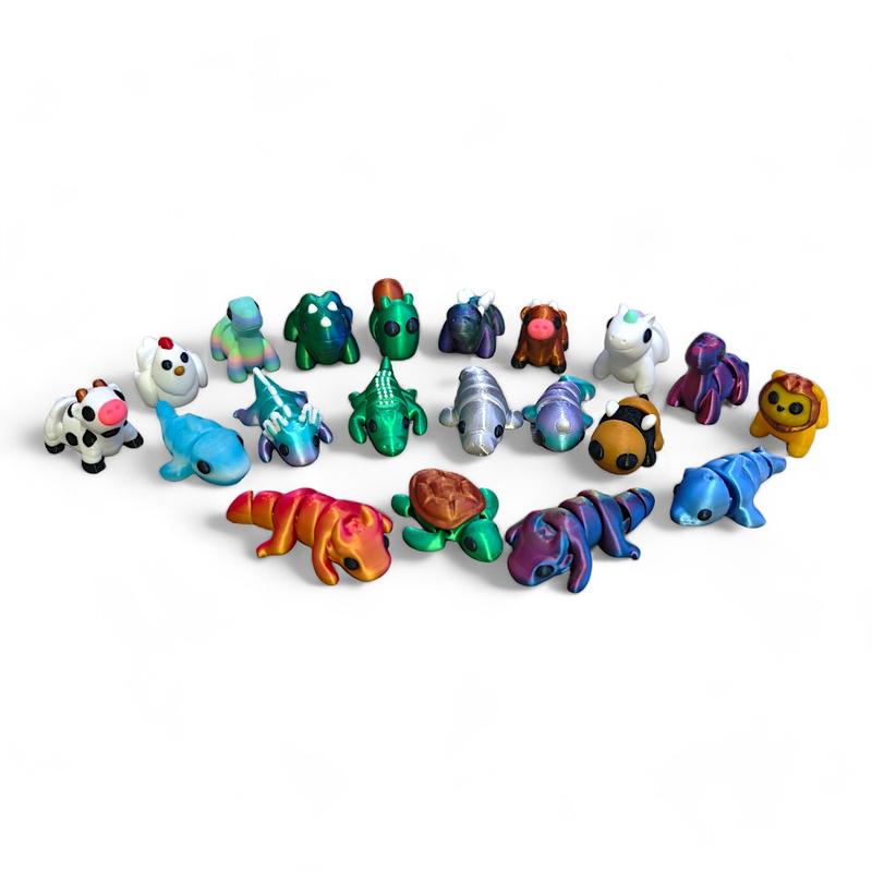 Articulating Mini Animal Figurine - Land, Water, Dino and Mystery Pack with Movable Body Parts