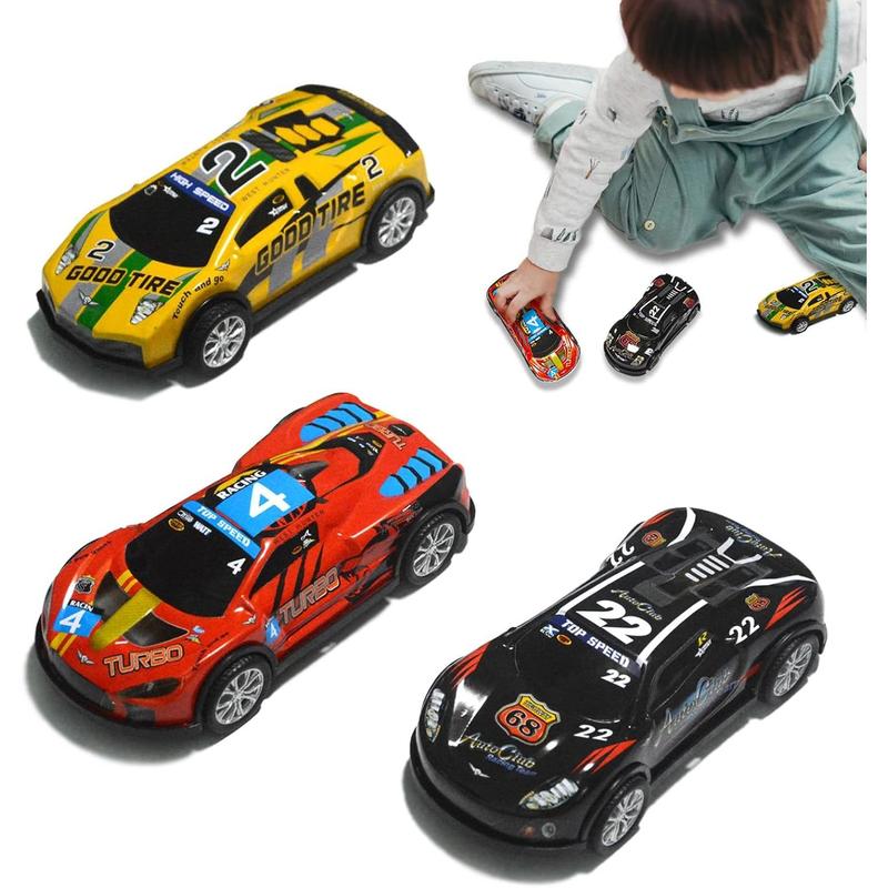 3 Pcs Pull Back Cars 5 inch Race Cars Toys Vehicles Set, Friction Powered Cars Toys for Toddlers 3 4 5 6 7 Years Old Kids for Boys Girls - No.2 No.4 No.22