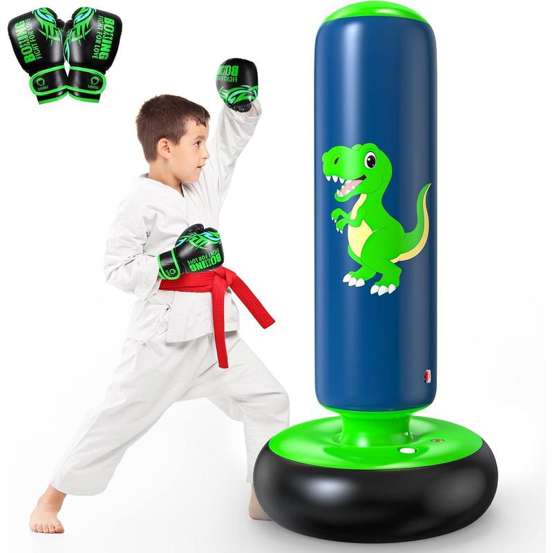 Inflatable Punching Bag, 48 Inch Stable Inflatable Boxing Bag for 3-6 Kids,Dinosaur Toy & Gifts for Boys and Girls, Kids Boxing Set for Practicing Karate, Taekwondo