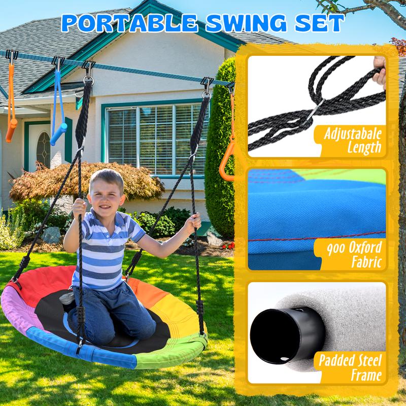 Hapfan 50ft Ninja Warrior Obstacle Course for Kids with Swing, Ninja Rope Course for Outside with 10 Accessories, christmas gifts