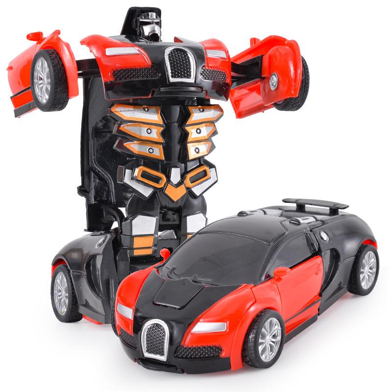 One-button automatic collision deformation robot boy gift toy car model car