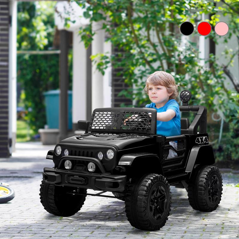 Aosom Kids 12V 24V Electric Ride-on Car Off Road Truck Toy with Parent Remote, Battery Powered Electric Car with Spring Suspension, Adjustable Speed, LED Lights and Horn