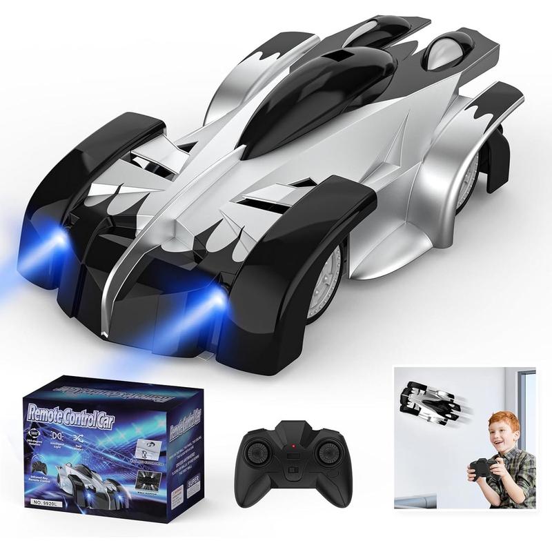 Wall Climbing Remote Control Car, Dual Mode 360° Rotating Stunt Car with Headlight, Rechargeable Car Toys for 3 4 5 6 7 8-12 Year Old Boys Girls Kids (Silver)