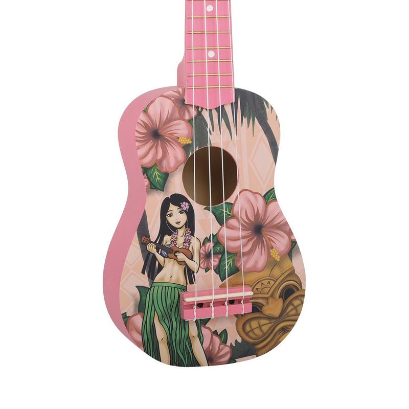 21 Inch Ukulele, Flower Pattern Ukulele Guitar, Hawaiian Guitar, Musical Instrument for Beginners, Gift for Friends