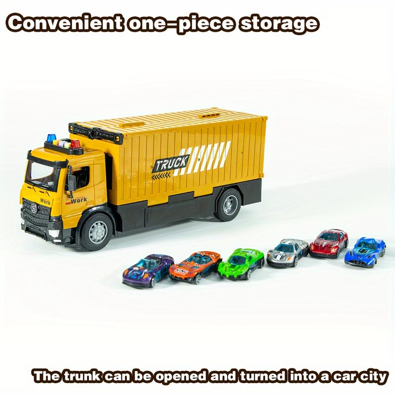 Construction Truck Toys Set - 3-6+ Years Old Boys' Carrier Truck with Crane, Excavator, Bulldozer, Dump Trucks, Cement Truck, Alloy Vehicle Toys