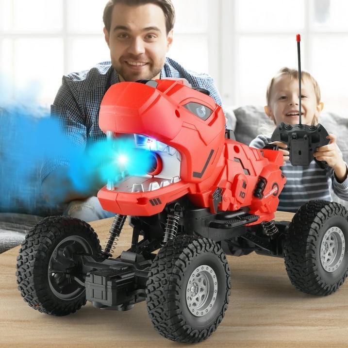 Dinosaur-Themed Remote Control Truck with Mist Spray for Boys, Kids, and Toddlers