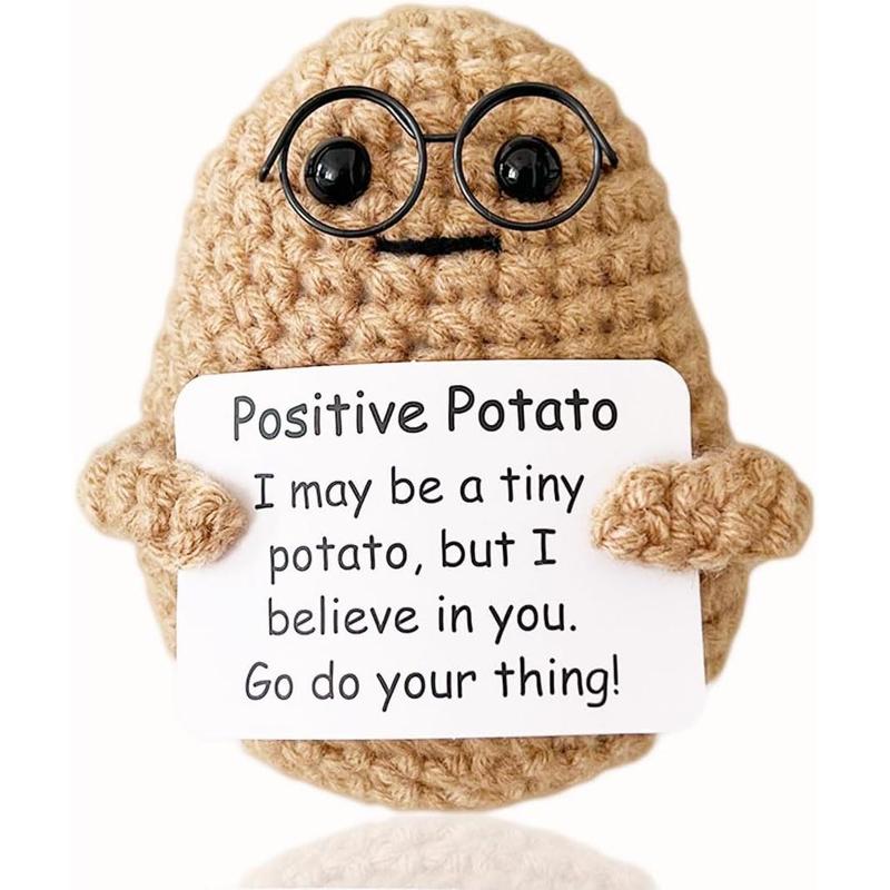 Positive Potato Crochet Funny Gifts with Positive Card for Cheer Up, Birthday Gifts for Friends Women, Graduation Gifts