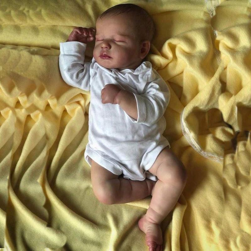 Realistic Reborn Baby Doll, 20 Inch Silicone Sleeping Boy Doll with 3D-Painted Skin and Vein Cloth Body