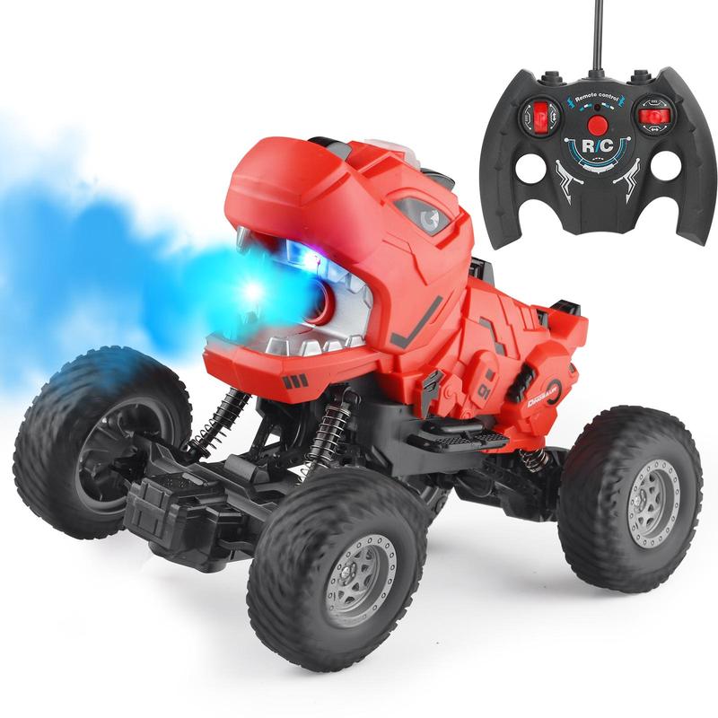 Dinosaur-Themed Remote Control Truck with Mist Spray for Boys, Kids, and Toddlers