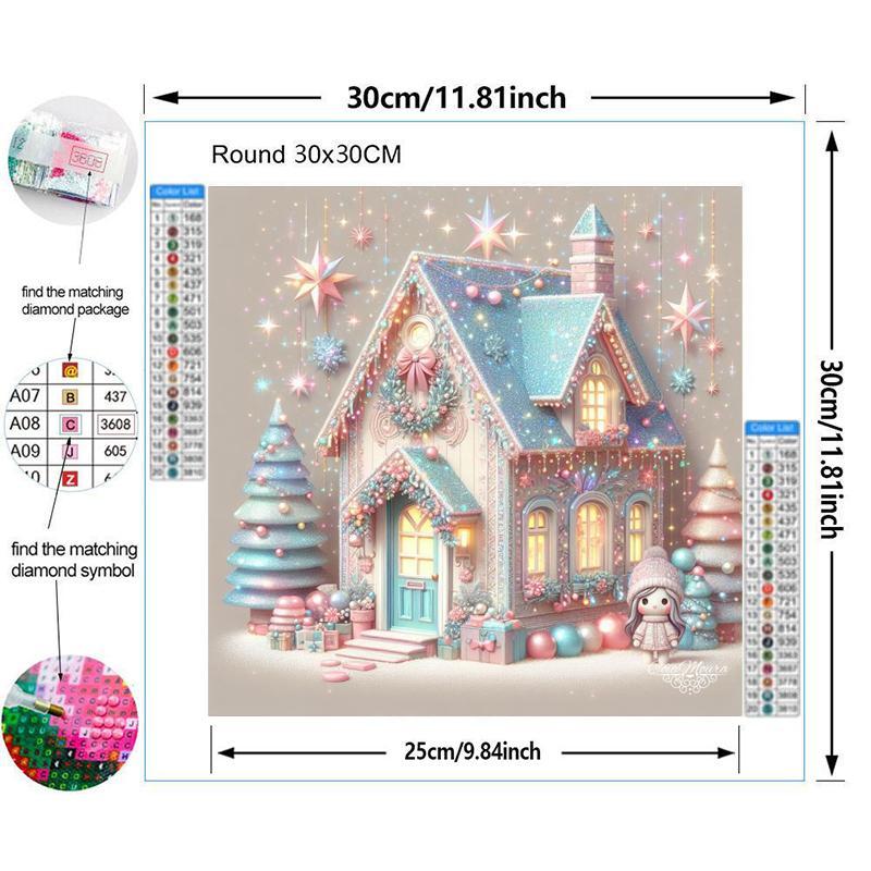 Christmas House Pattern DIY Diamond Arts Colorful Painting Kit without Frame, DIY 5D Diamond Arts Colorful Painting Kit, Wall Art Decor for Home