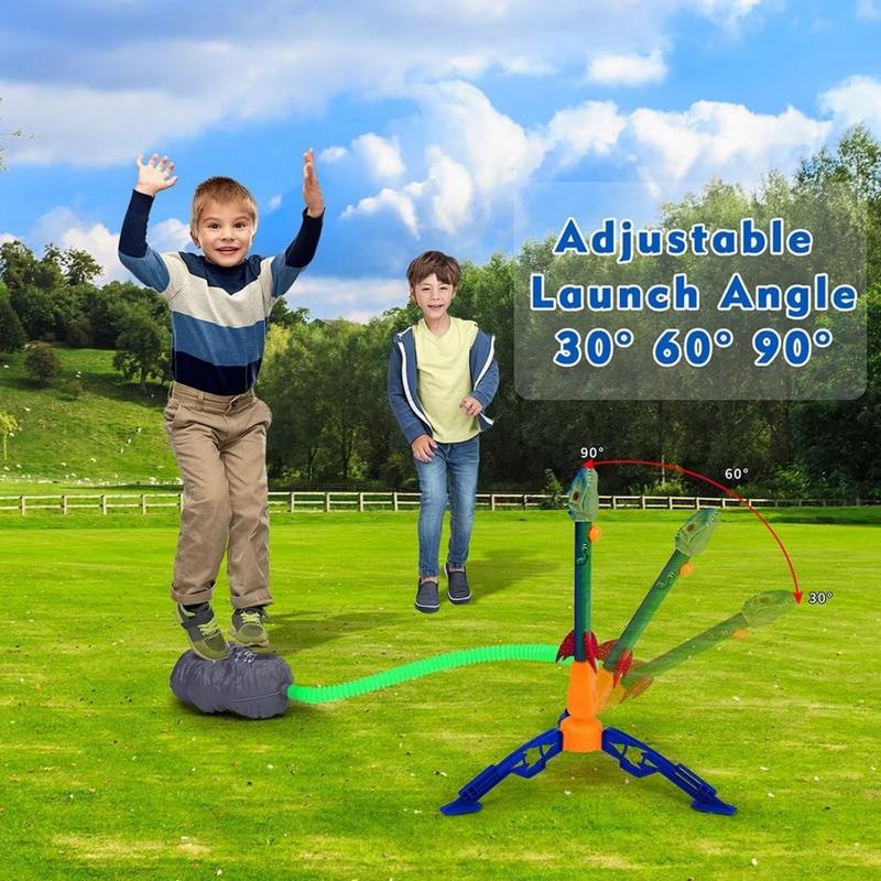 Dinosaur Toy for Kids- Launch Up to 100 Ft, 4 Rockets, Outdoor Outside Toys for Kids, Dinosaur Toys, Birthday Gifts for 3 4 5 6 7 8-12 Year Old Boys Girls