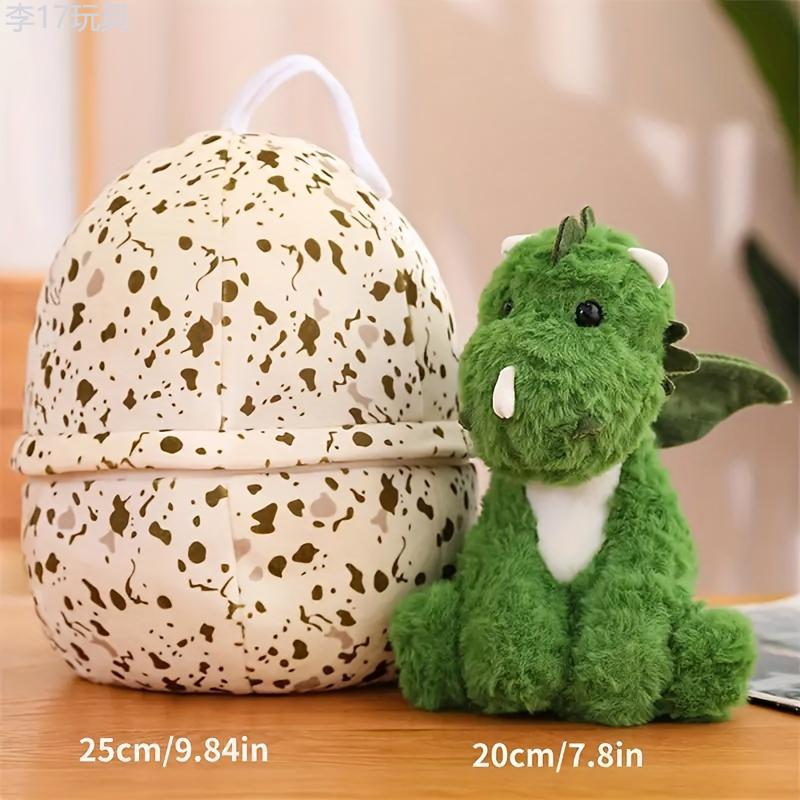 Triceratops Baby In An Egg Stuffed Animal - Dinosaur Plush Toy - Green Triceratops With An Egg Dino Plush Inside For Halloween Party Thanksgiving Day Christmas Gift Festival Decor