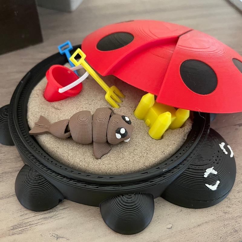 Millennial Ladybug Sandbox Set with Castle Mold, Rake, Shovel, and Free Mystery Critter