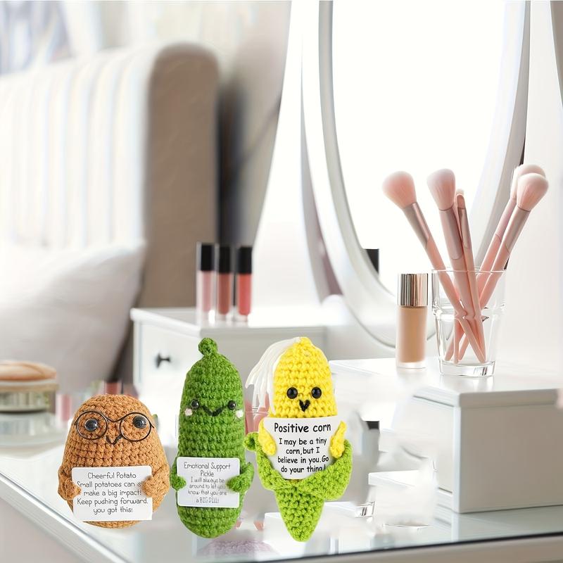 5Pcs Handmade Emotional Support Knitted Dolls - Collectible Dolls with Crochet Pickle Cucumber Funny Fruits, Perfect For Playtime And Encouragement Gifts