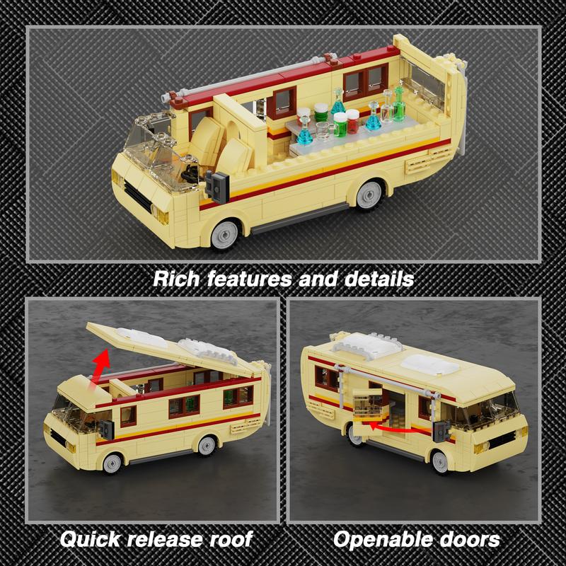 (432 pcs) Smaller Version Breaking RV Car Building Blocks Kit, Ideal Christmas & Halloween Gifts for Kids Aged 6-12, Offering Immersive Experience.