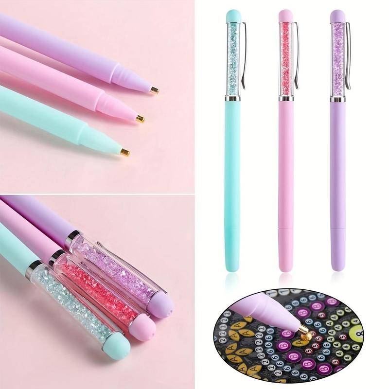 Diamond Painting Tool, 5 Counts set DIY Nail Enhancement Jewelry Cross Stitch Dot Drill Tool, Transparent Crystal Dot Drill Pen Accessories