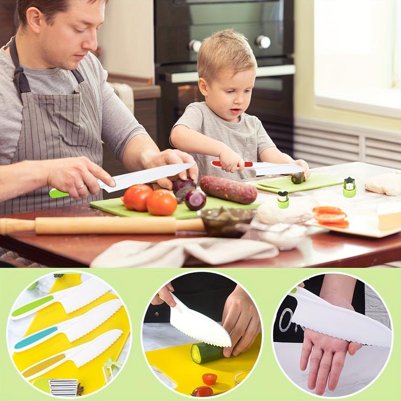 16 Piece Safeslice Kiddo Safe Kitchen Set, Montessori Kitchen Tools Cooking Set Real Toddler Safe Knife Set for Real Cooking with Plastic Toddler Kitchen Supplies for Beginners Eid Mubarak，firstsellers