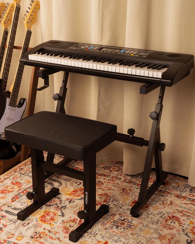 STRICH Piano Keyboard Stand & Bench Set, Portable Heavy Duty Digital Piano Stand for 54-88 Key Electric Pianos & Adjustable Piano Bench, Chair, Stool