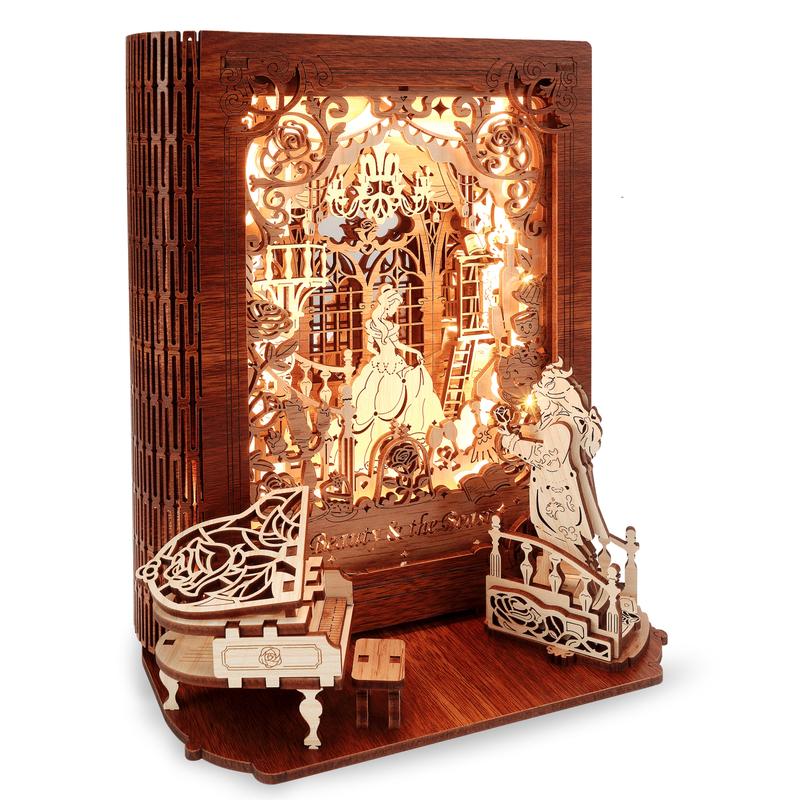 FUNPOLA  LED 3D Puzzle Beauty and The Beast Enchanting Home Decor DIY Fun Ideal for Craft Lovers Build Your Fairy Tale World Creative Christmas Gifts