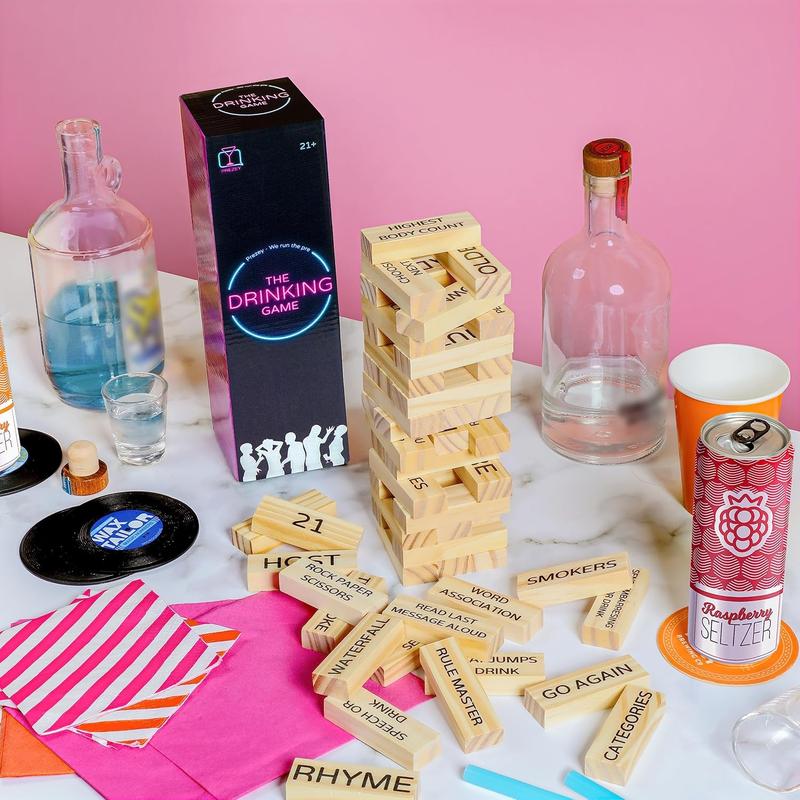 Drinking Games for Adults - 54 Blocks Set with 48 Dares | Perfect for Bachelorette Party Games, Adult Party Games, Couples Games