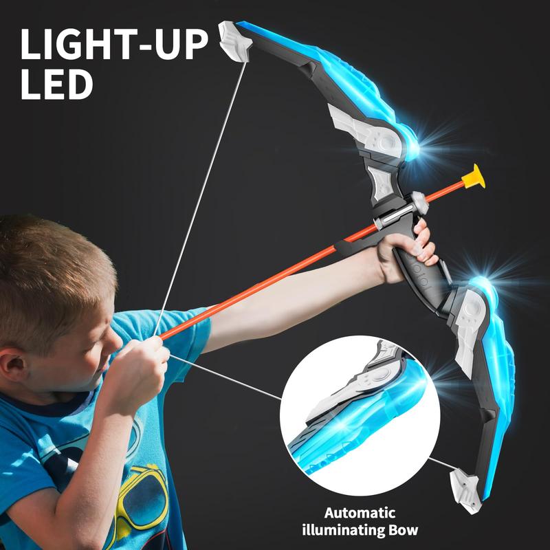 Bow and Arrow for , LED Light Up Archery Toy with 10 Suction Cup Arrows, 4 Target & Quiver, Indoor Outdoor Sport Toys, Birthday Gift Toys for